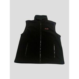 Port Authority Coca-Cola Vest Mens XL Black Fleece Full Zip Pockets Logo Warm